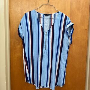 Express Multicolor Striped V-Neck Top